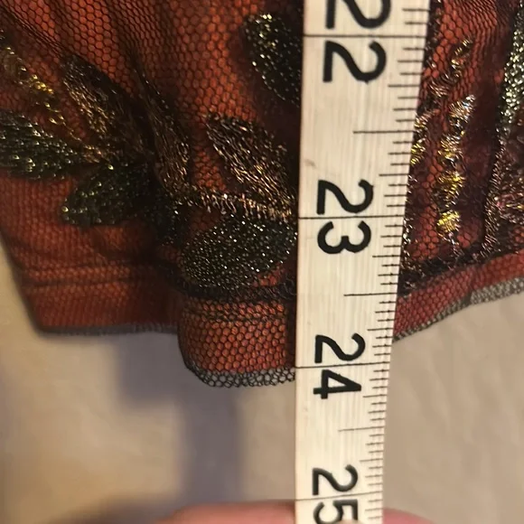Coldwater Creek black/rust mesh/metallic sequin top size medium boho look - Picture 5 of 7
